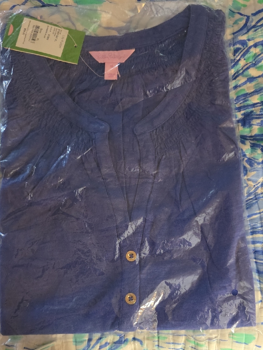 Lilly Pulitzer Royal Blue Short Sleeve Button Tee